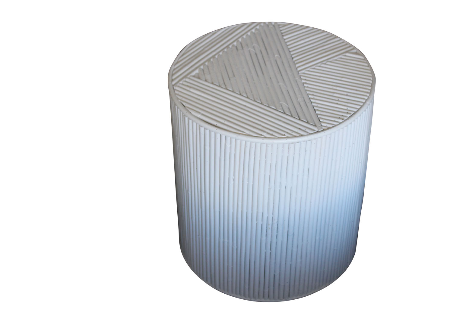 Badu Side Table Bamboo Inlay Rattan - White