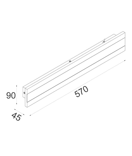 Wall S/M 18W Rect L570mm LED Tri 380 Lm IP65 Black W/Fr Diffuser 2Yr
