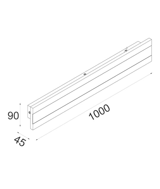 Wall S/M 32W Rect L1000mm LED Tri 860 Lm IP65 Black W/Fr Diffuser 2Yr