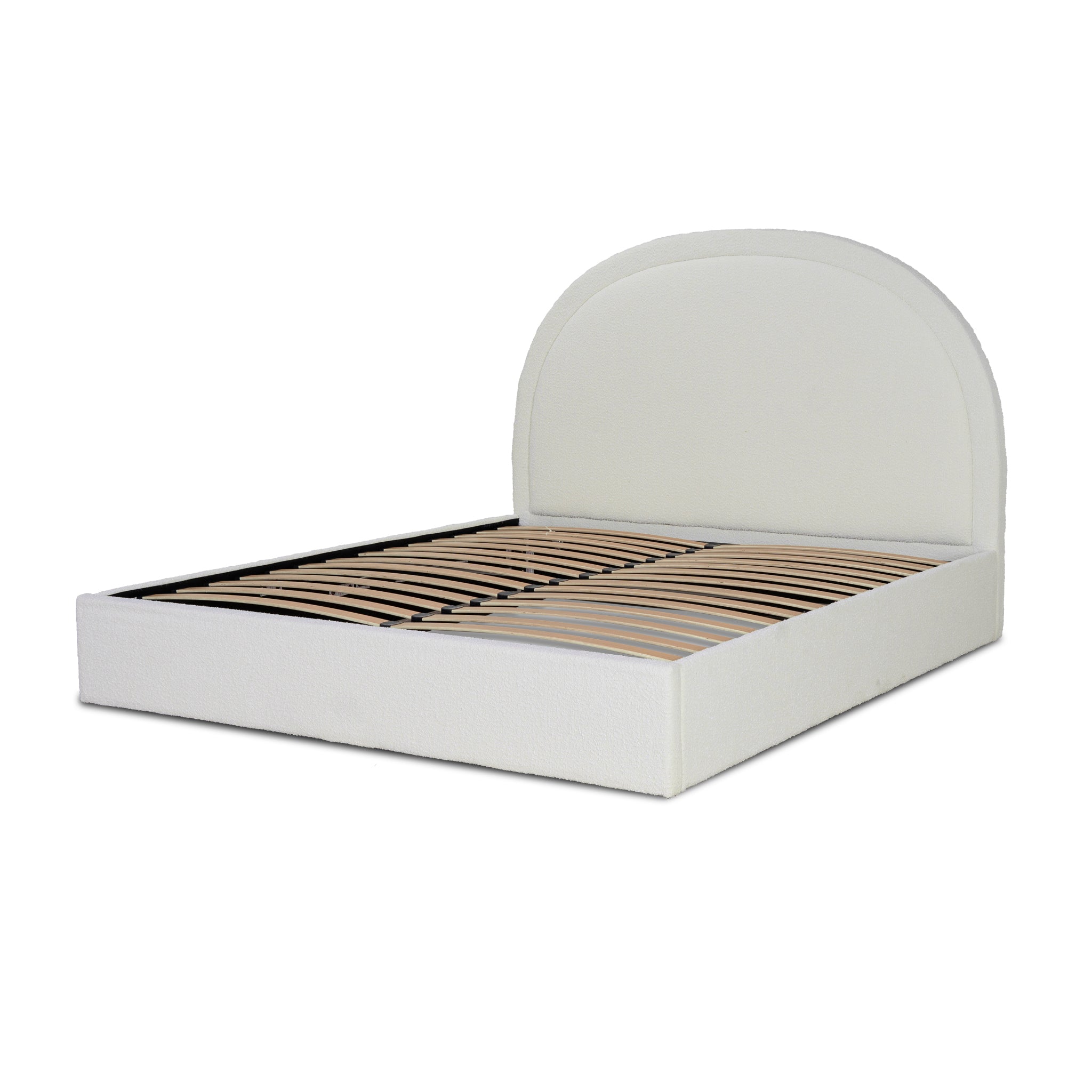 Antoni King Bed Frame - Antique White Boucle with Storage