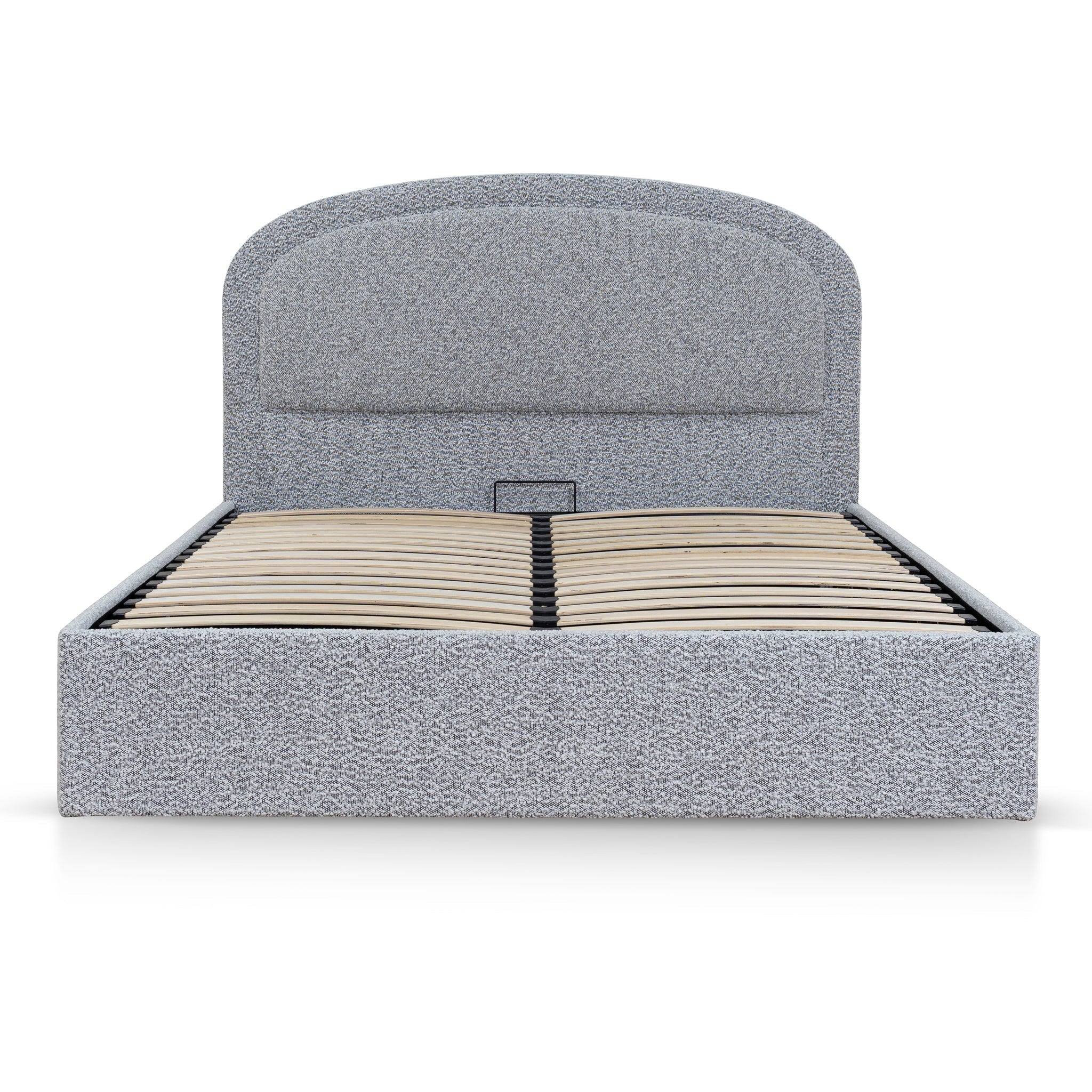 Valmira Queen Bed Frame - Pepper Boucle with Storage