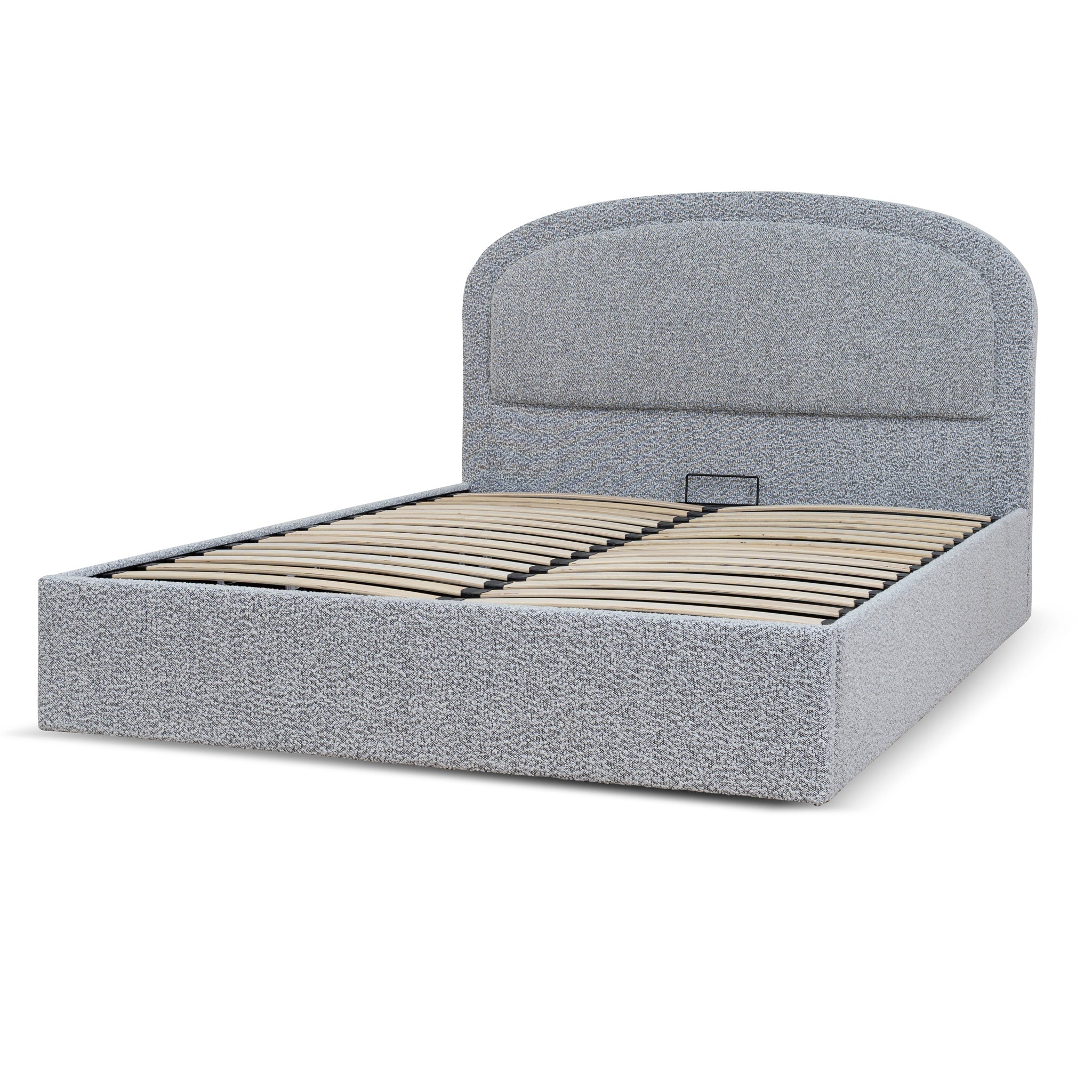 Valmira Queen Bed Frame - Pepper Boucle with Storage