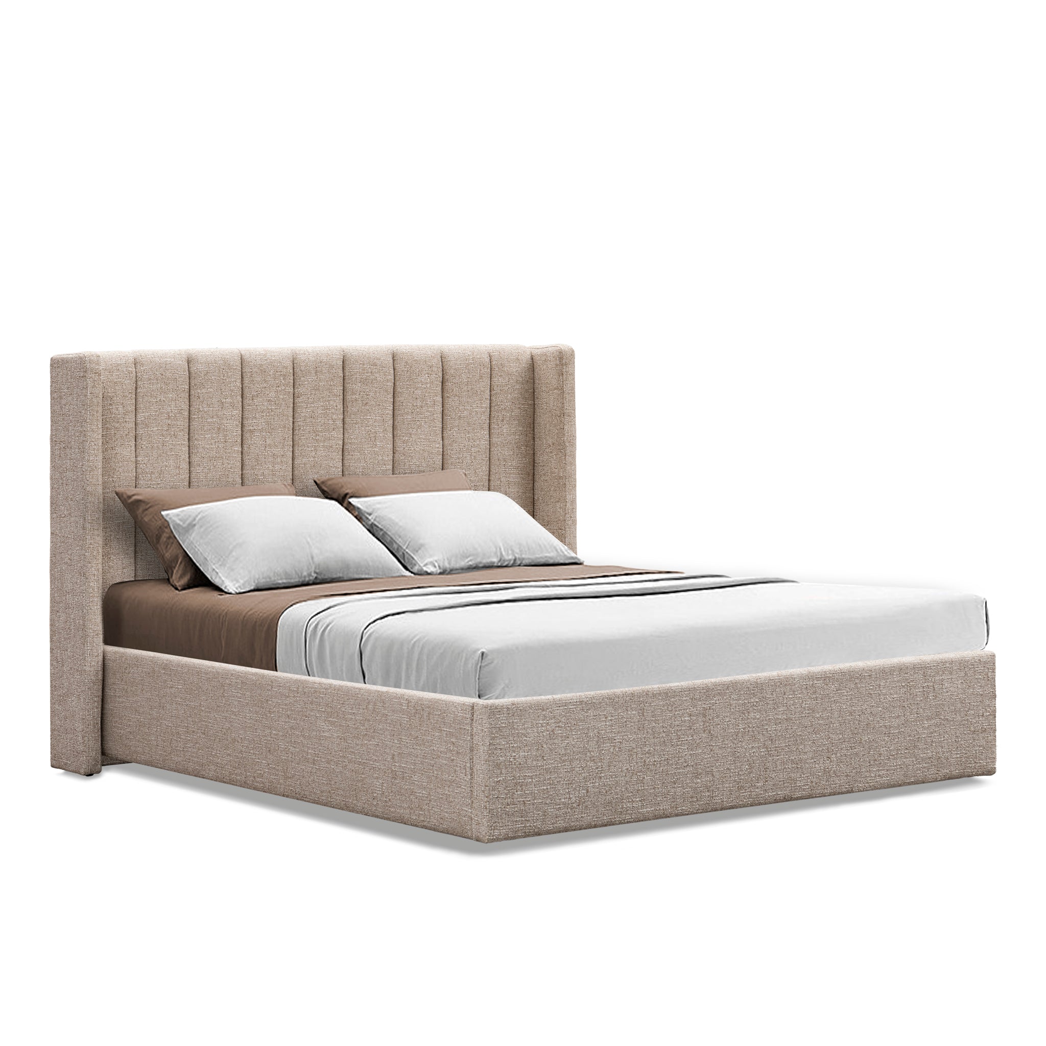 Hillsdale Queen Wide Base Bed Frame - Pale Beige