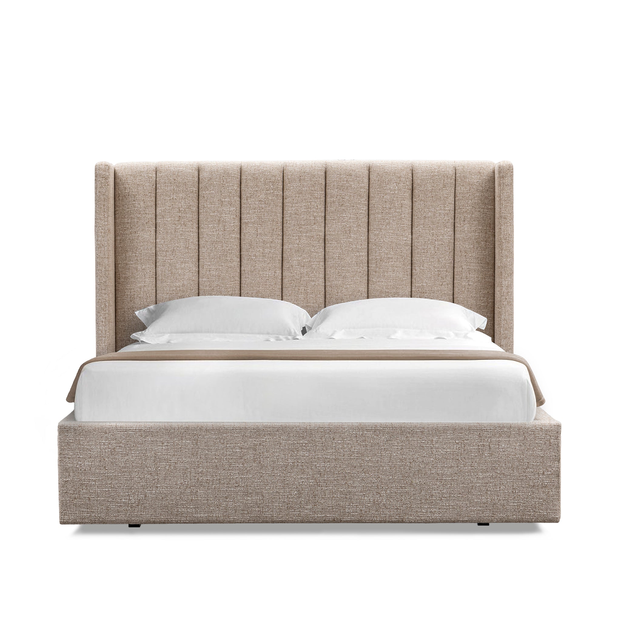 Hillsdale Queen Wide Base Bed Frame - Pale Beige