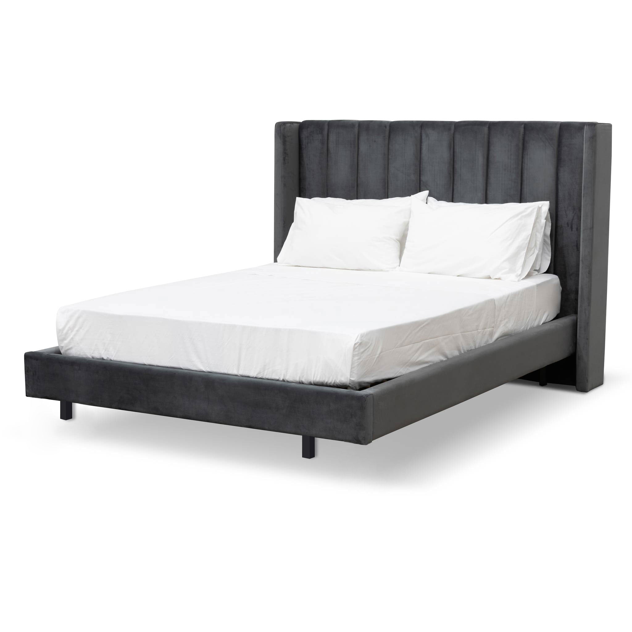 Hillsdale King Bed Frame - Charcoal Velvet