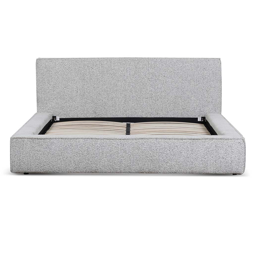 Castillo Queen Sized Bed Frame - Charcoal White Boucle