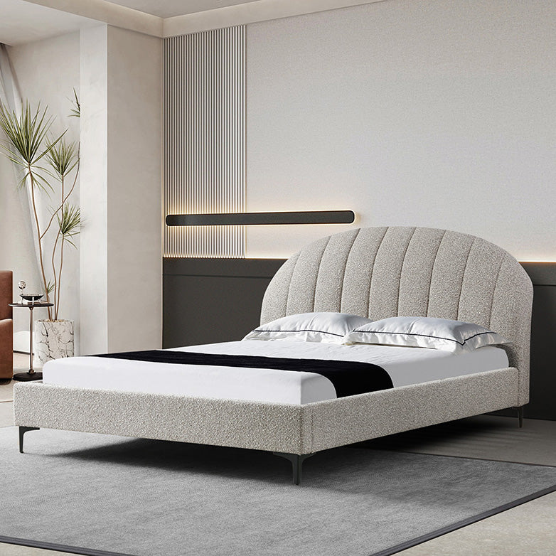 Olin Fabric Queen Bed Frame - Olive Brown Boucle