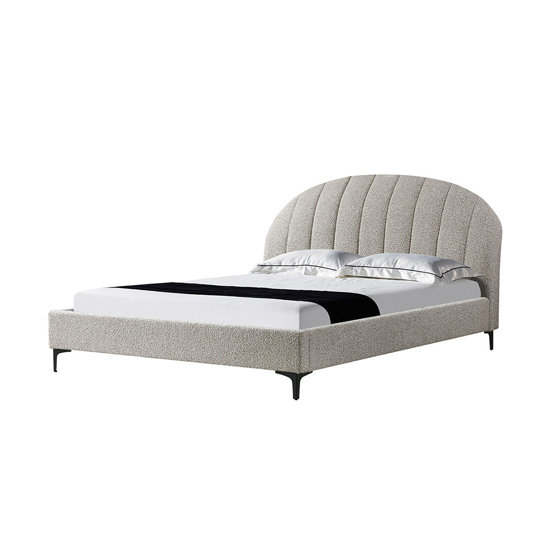 Olin Fabric Queen Bed Frame - Olive Brown Boucle