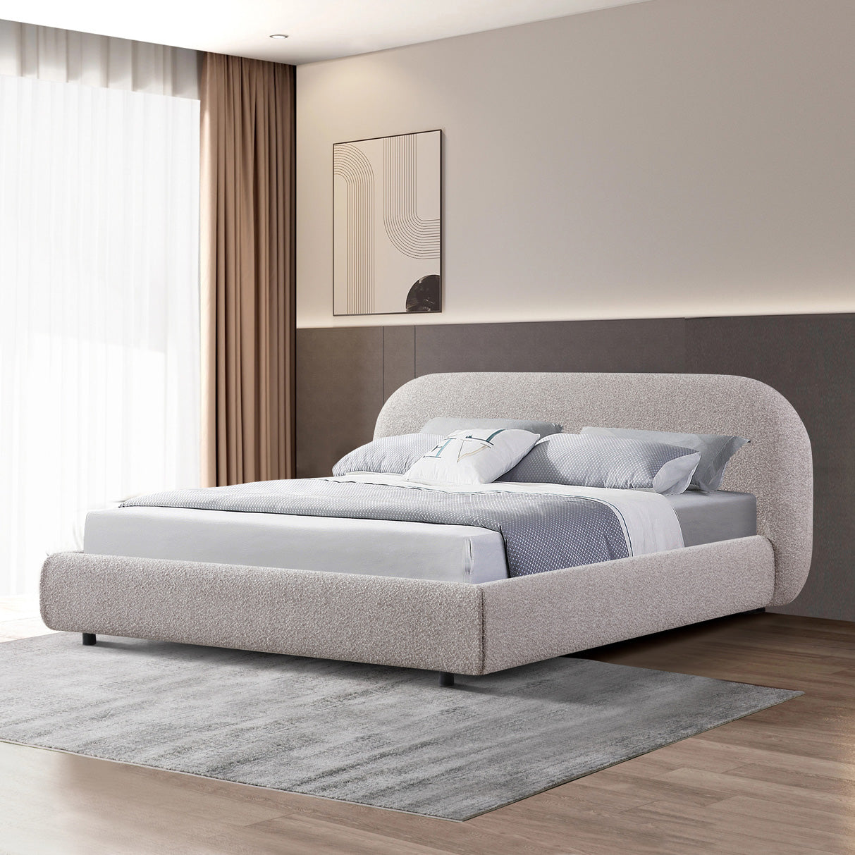 Cedar Queen Bed Frame - Olive Brown Boucle