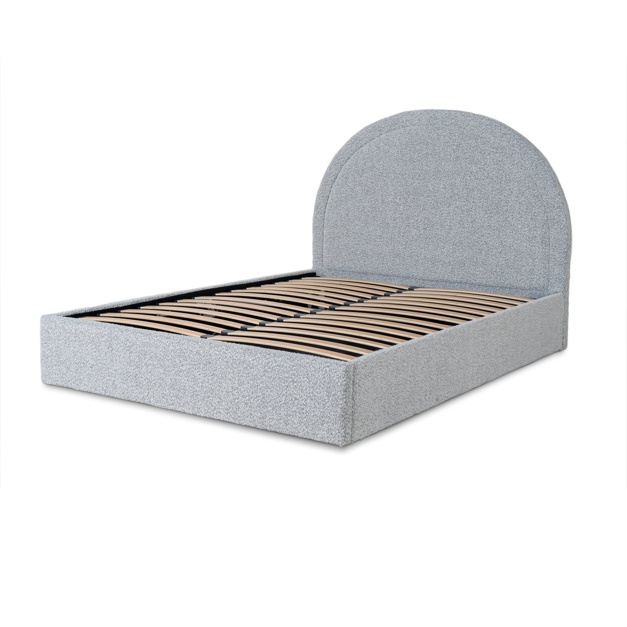 Antoni Queen Bed Frame - Cloudy Pepper Boucle with Storage