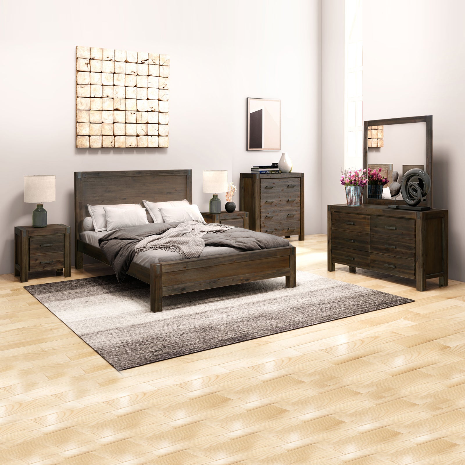 Noor 5pcs Bedroom Suite - Queen - Chocolate