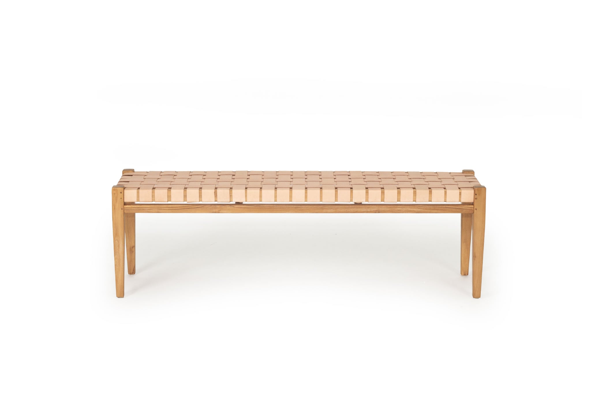 Pasadena Woven Leather Bench - Nude