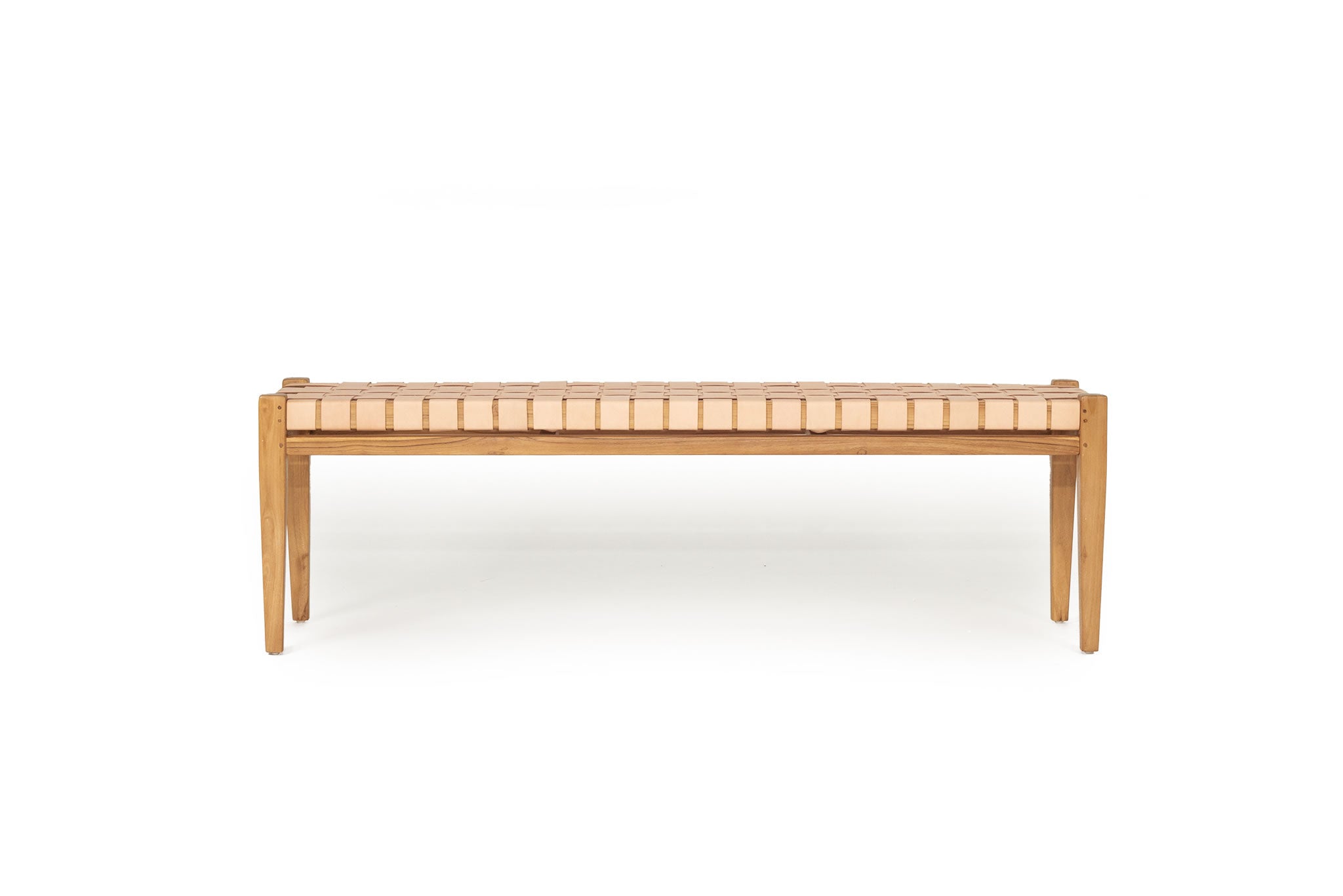 Pasadena Woven Leather Bench - Nude