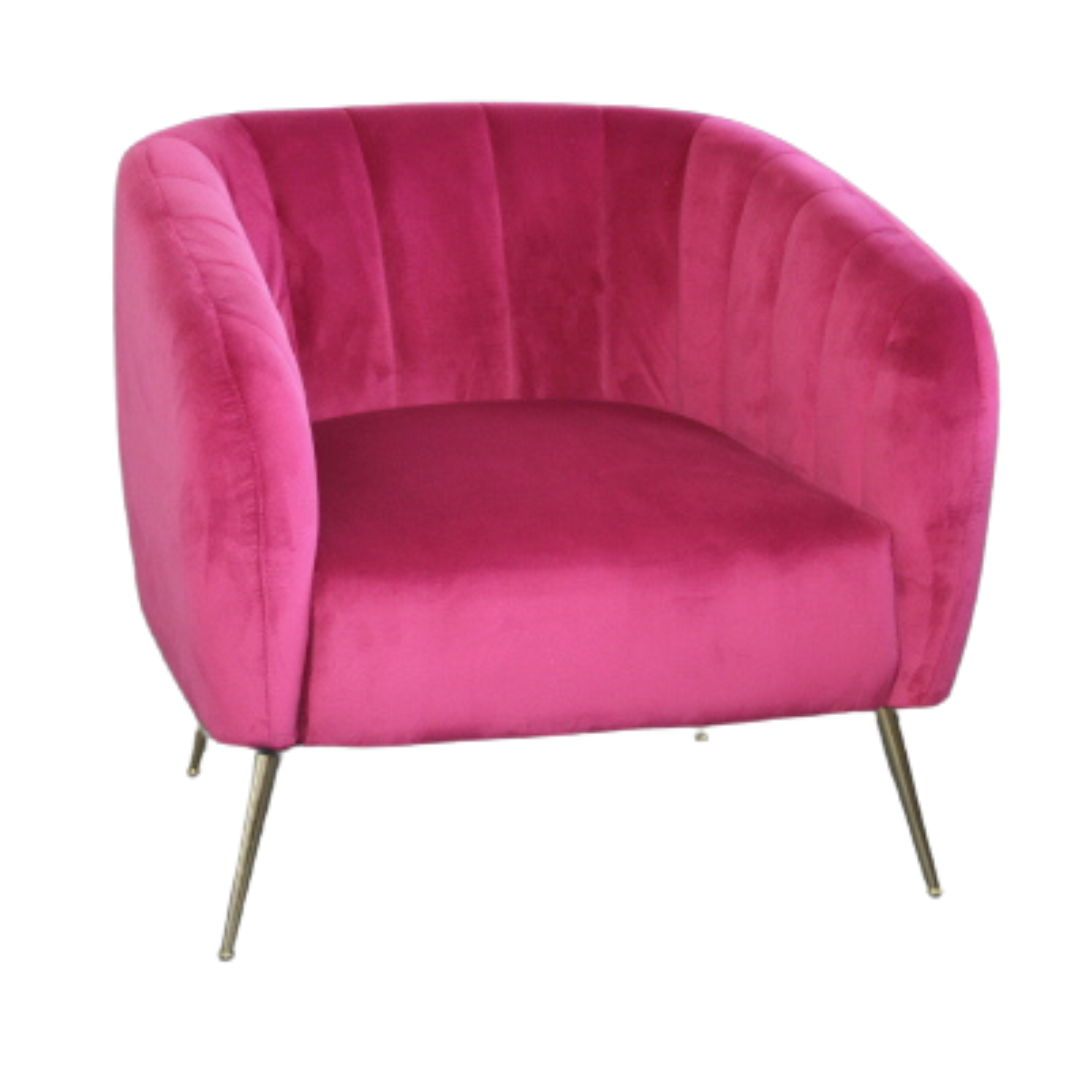 Montez Accent Chair - Magenta Velvet Upholstery