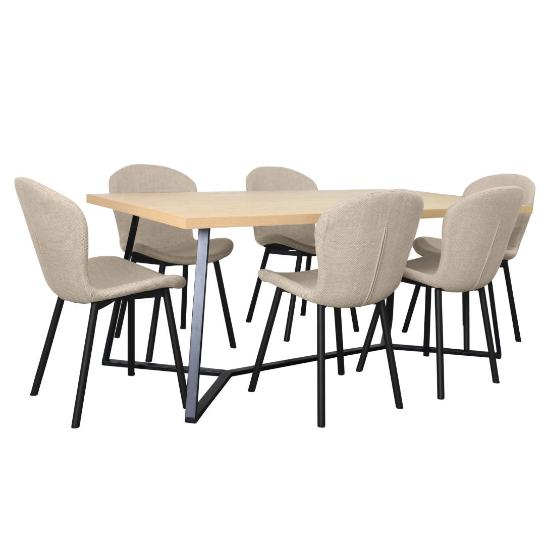 Alburn 7 Piece Dining Set with Marquise Chair - Ivory/Black