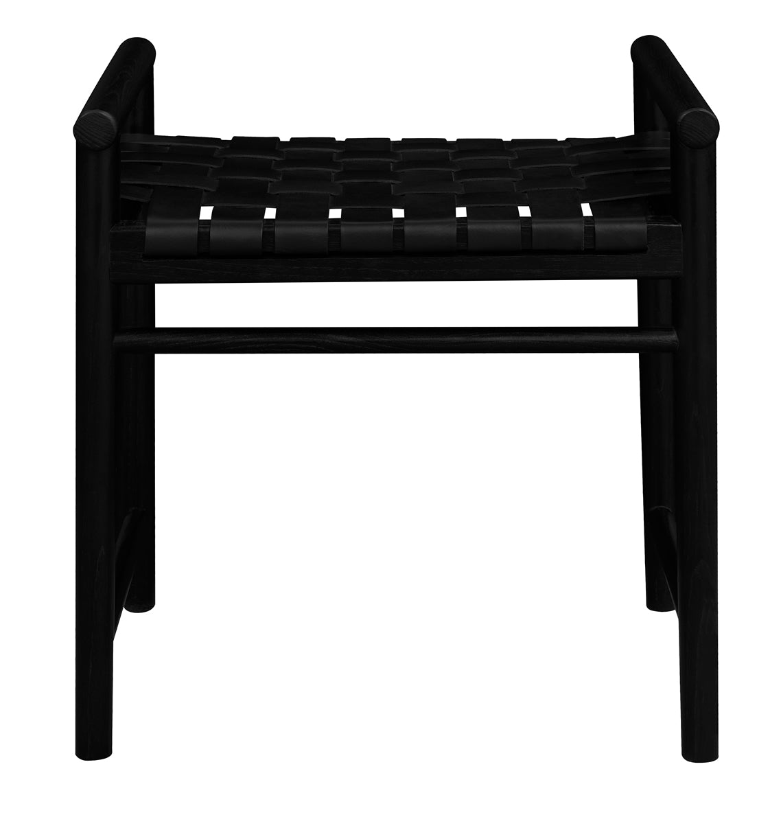 Elliot Single Seater Bench with Genuine Leather - Black