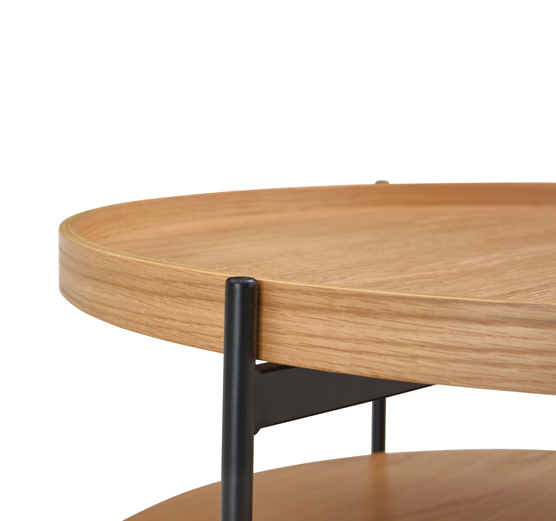 Gibson Coffee Table w Shelf - Round Oak Veneer
