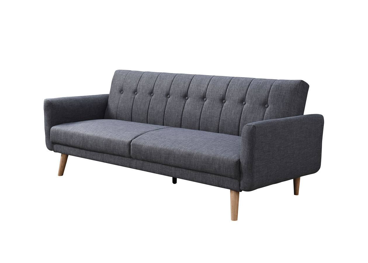 Novi Futon Sofa - Natural Timber Legs - Dark Grey Fabric