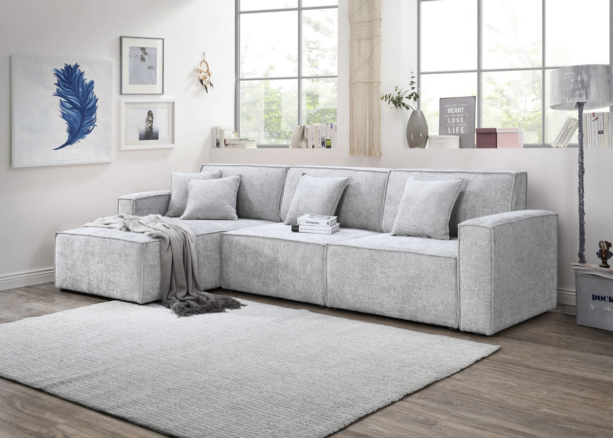 Carelli Modular Corner Sofa w Chaise - Slate Fabric