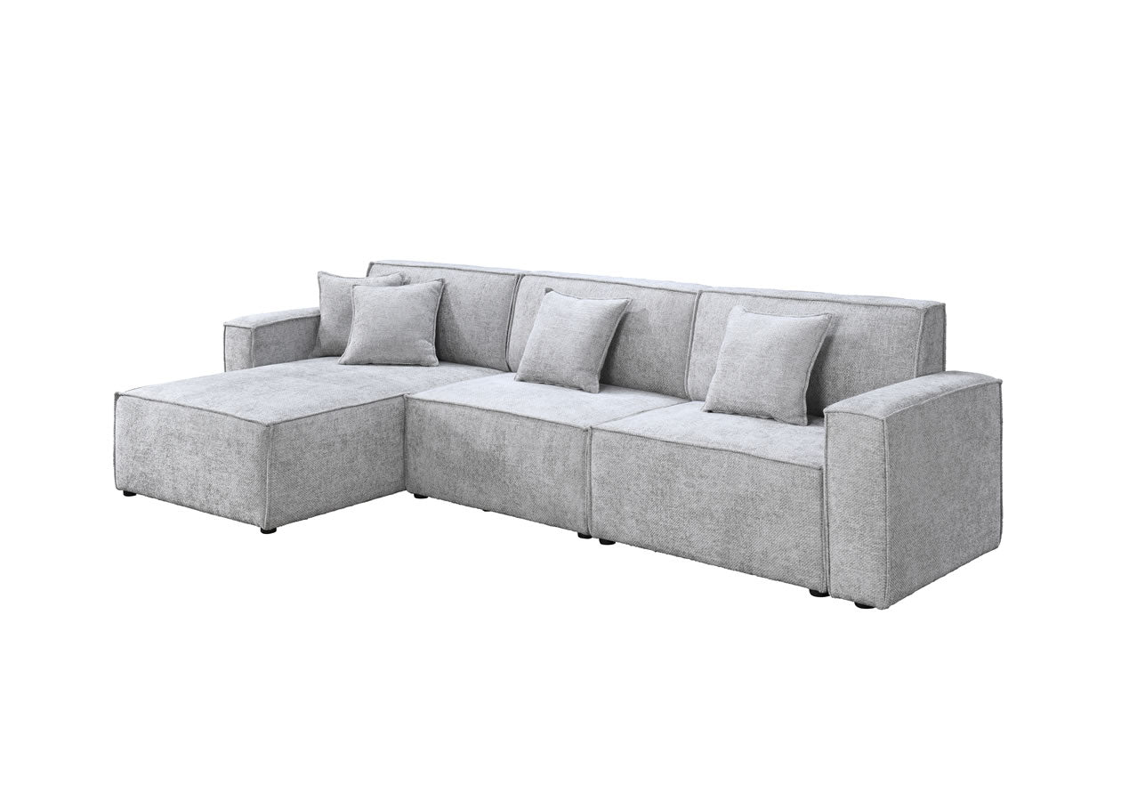 Carelli Modular Corner Sofa w Chaise - Slate Fabric