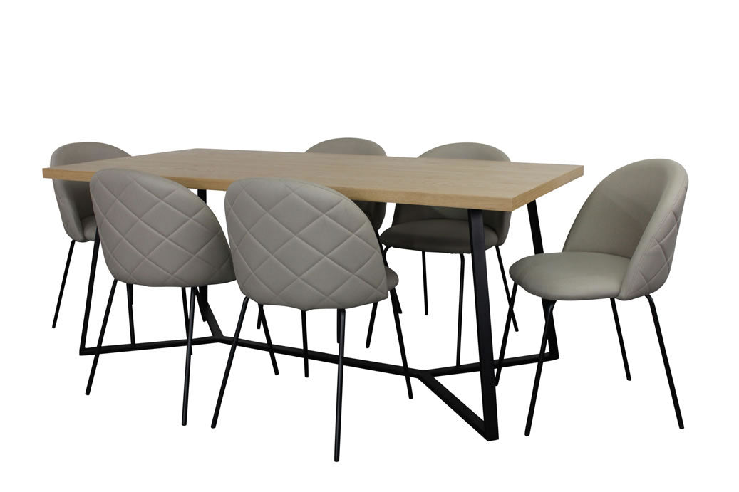 Alburn 7 Piece Dining Set w Florin Chair - Beige Technology Fabric