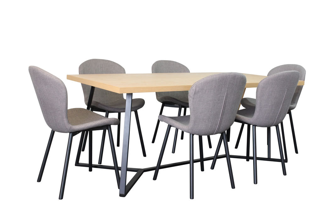 Alburn 7 Piece Dining Set with Marquise Chair - Grey/Black