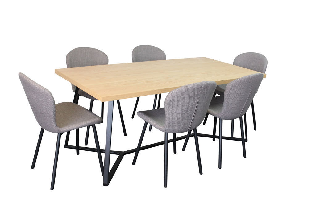 Alburn 7 Piece Dining Set with Marquise Chair - Grey/Black