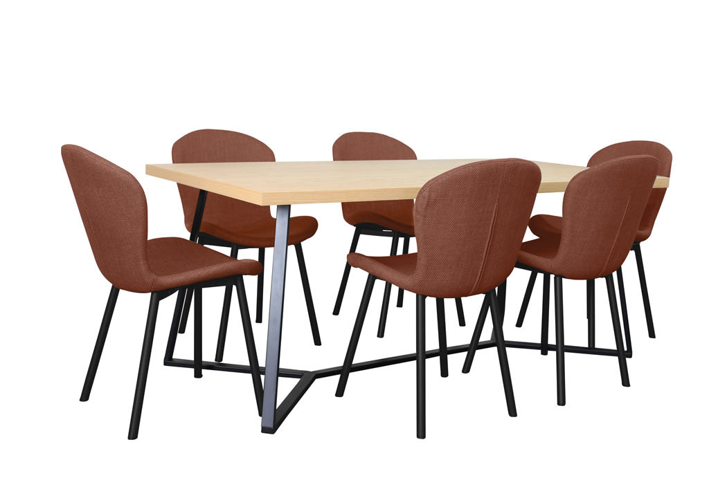 Alburn 7 Piece Dining Set with Marquise Chair - Russet/Black
