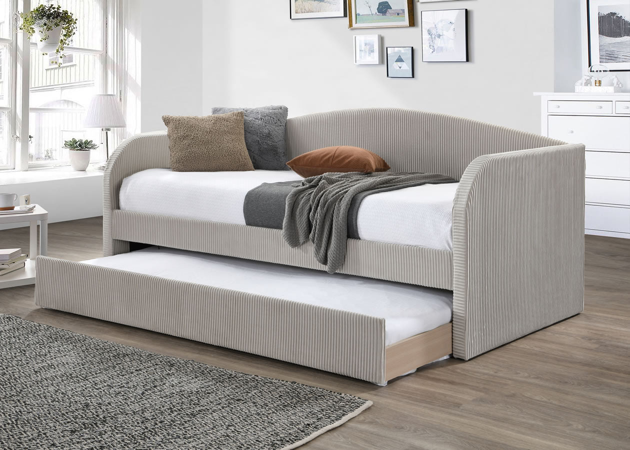 Charlotte Day Bed - Beige Pleated Velvet