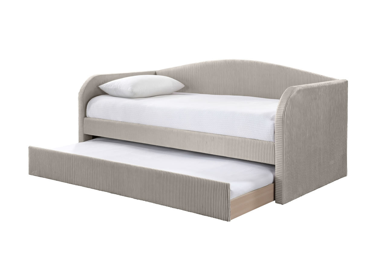 Charlotte Day Bed - Beige Pleated Velvet
