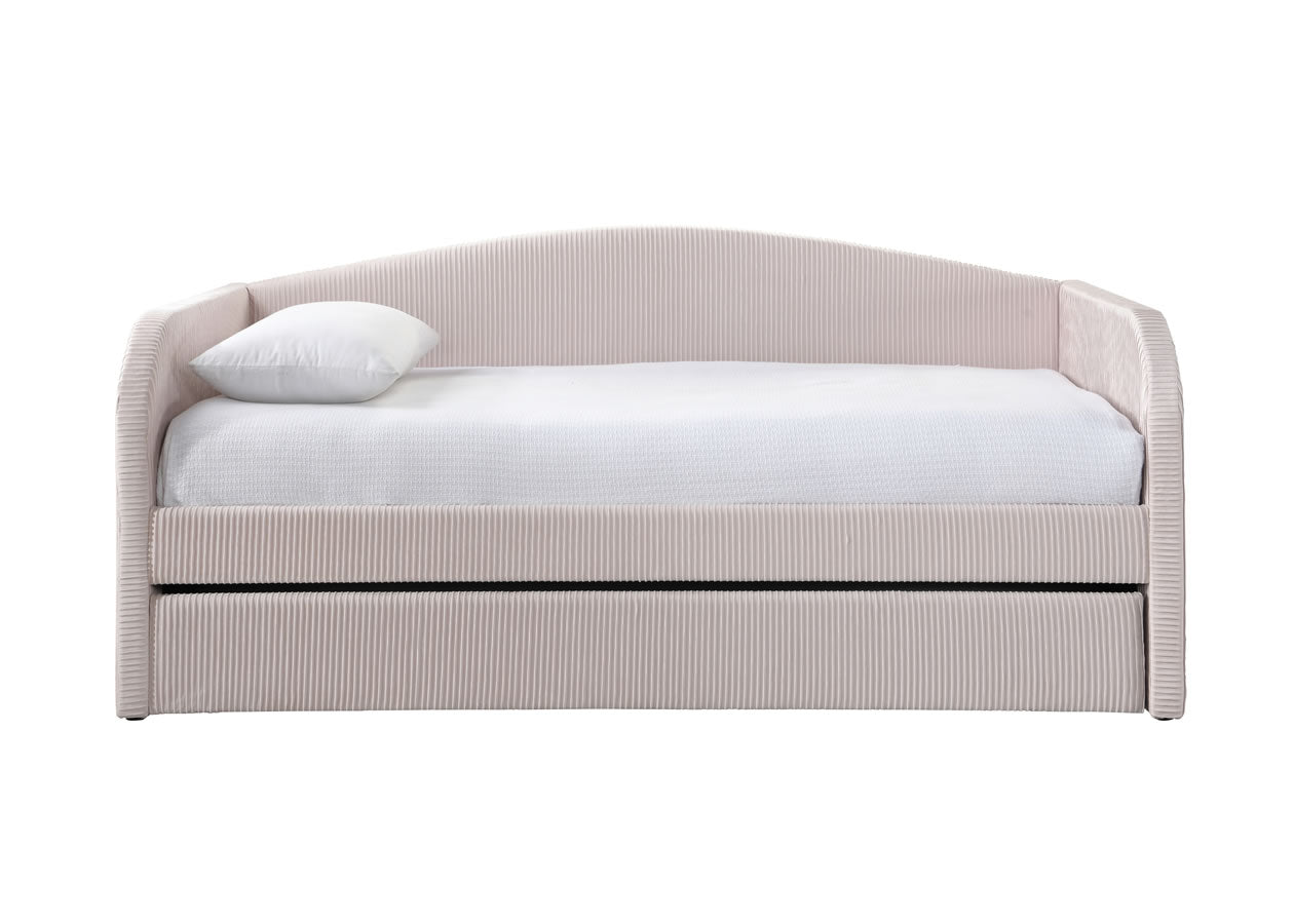 Charlotte Day Bed - Pink Pleated Velvet