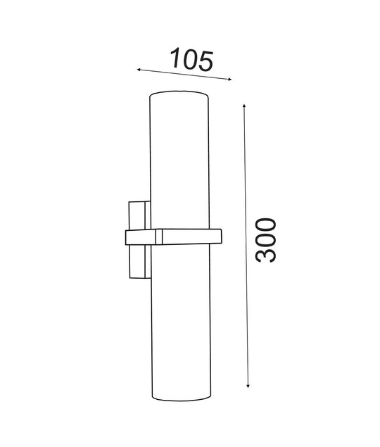 Pillar Up/Dn GU10 X 2 Square Base IP65 Black OD 105mm X H 300mm