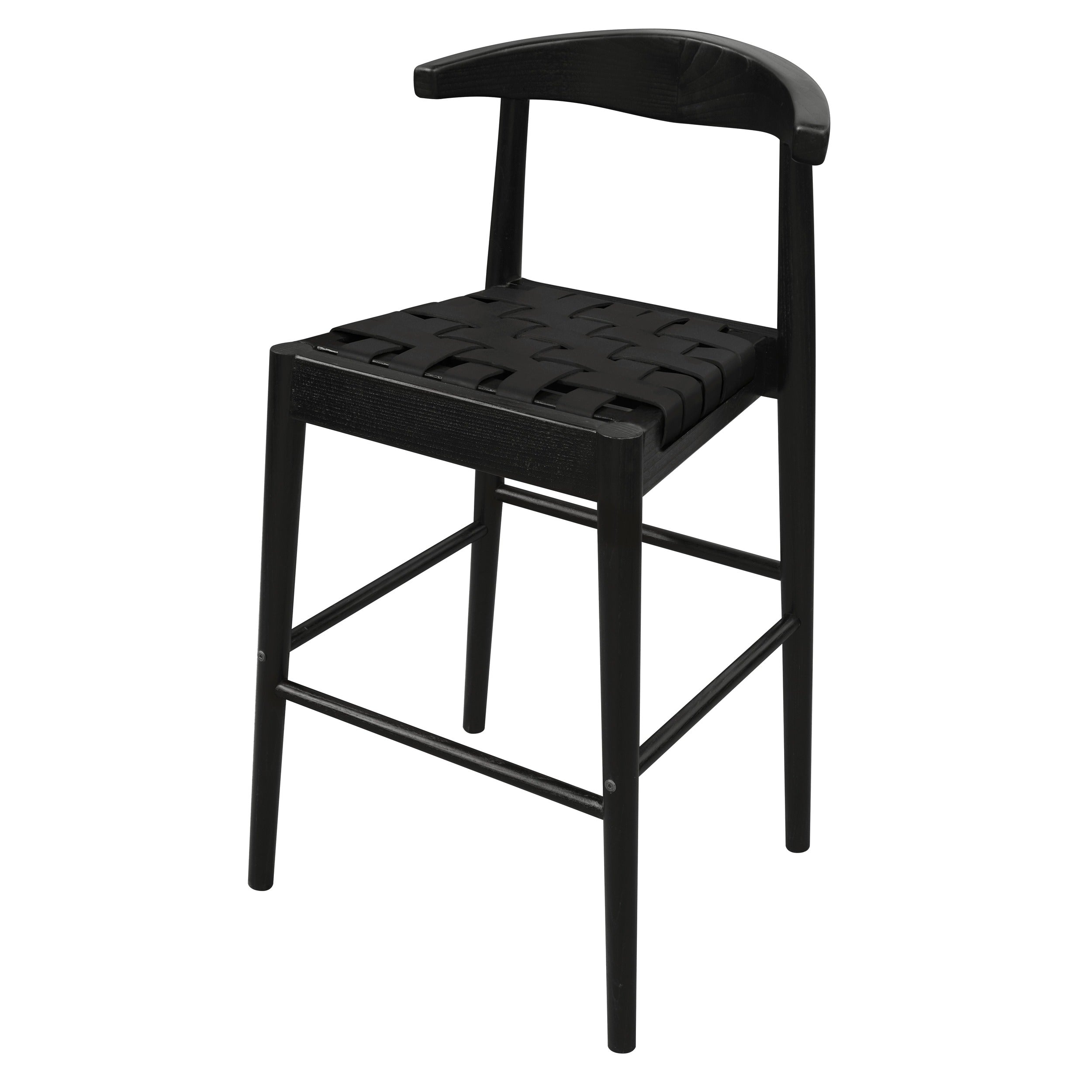 Elliot Leather Kitchen Counter Stool - Black