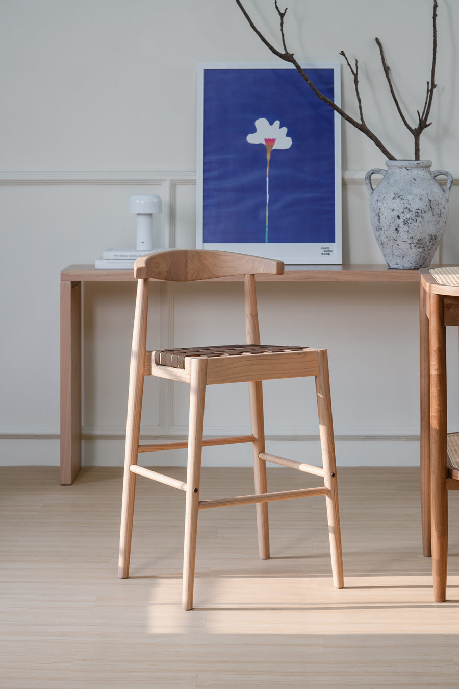 Elliot Leather Kitchen Counter Stool - Natural