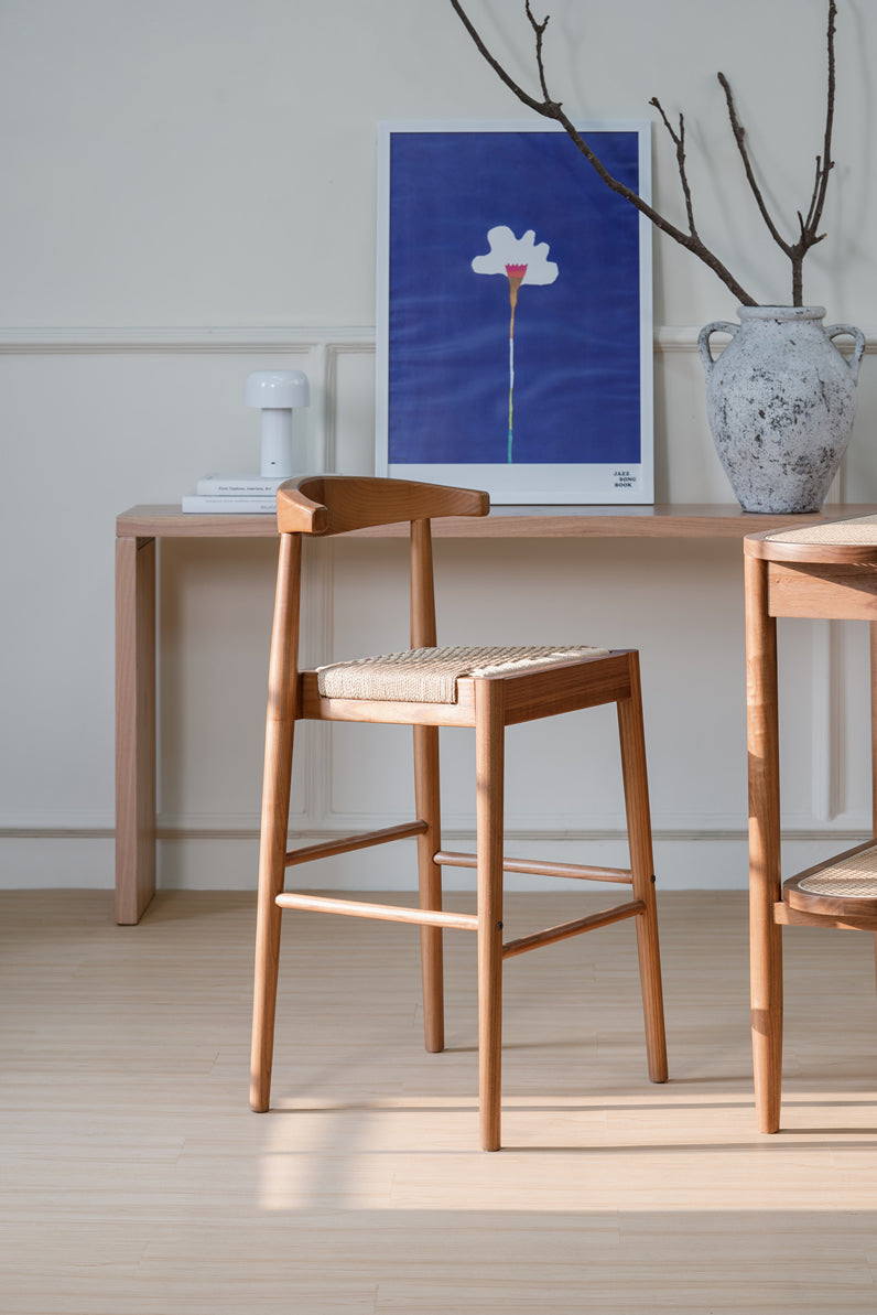 Arden Solid Oak Loom Kitchen Counter Stool - Almond