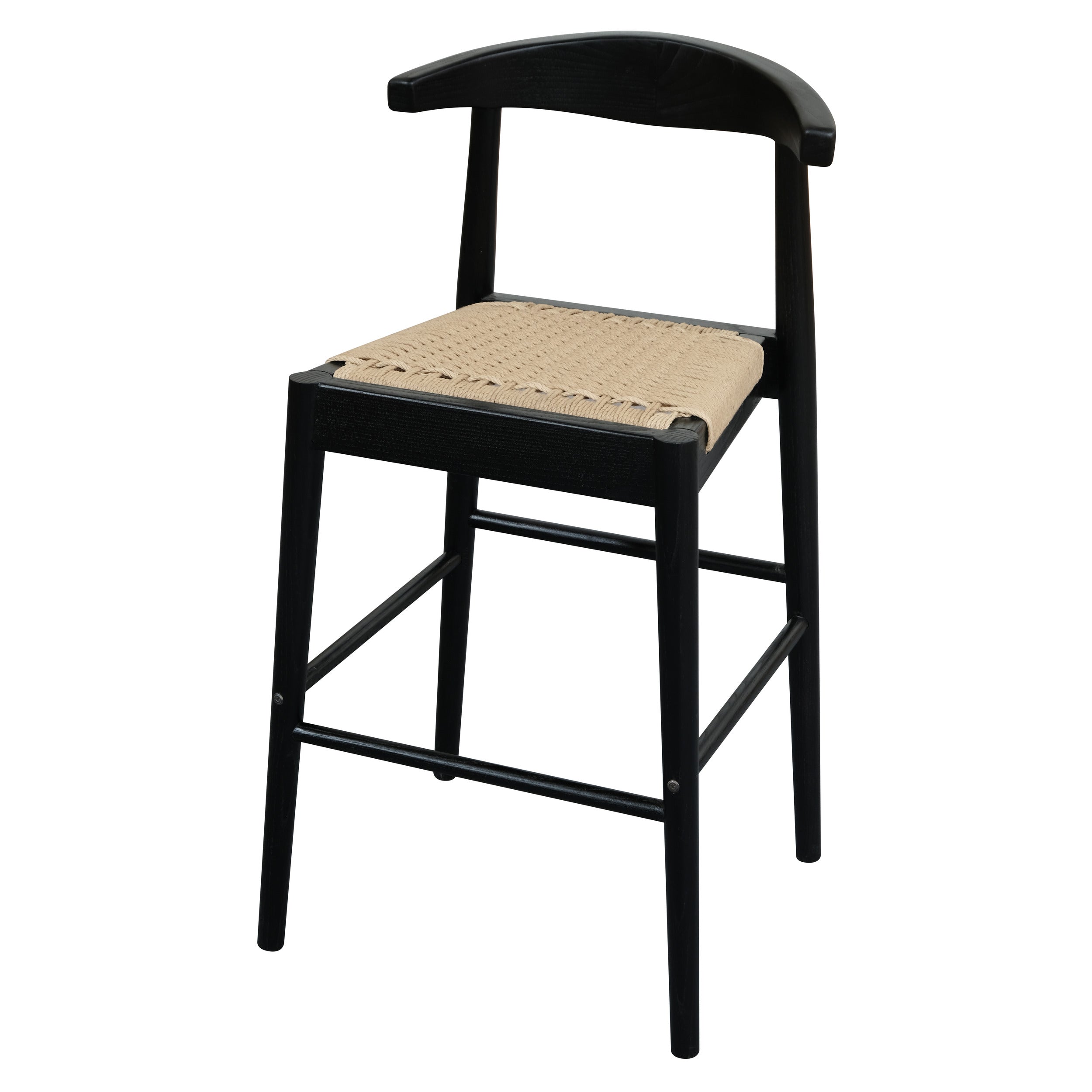 Arden Solid Oak Loom Kitchen Counter Stool - Black