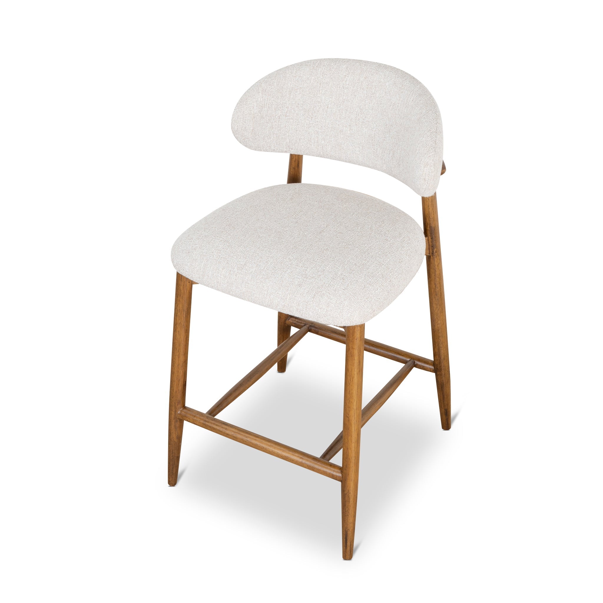 Heizer 65cm Walnut Bar Stool - Coastal Beige