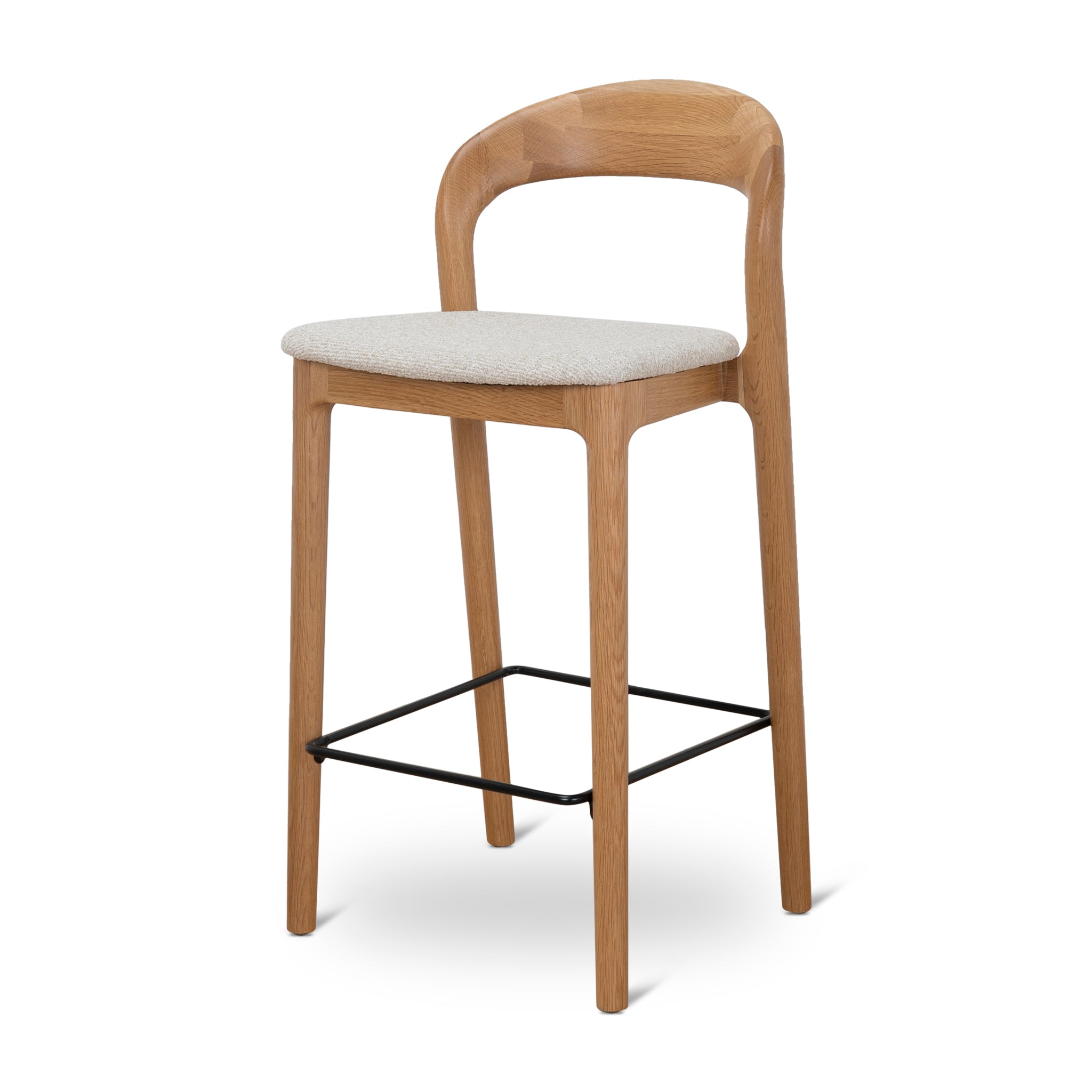 Caspar 65cm Natural Bar Stool - Beige (Set of 2)