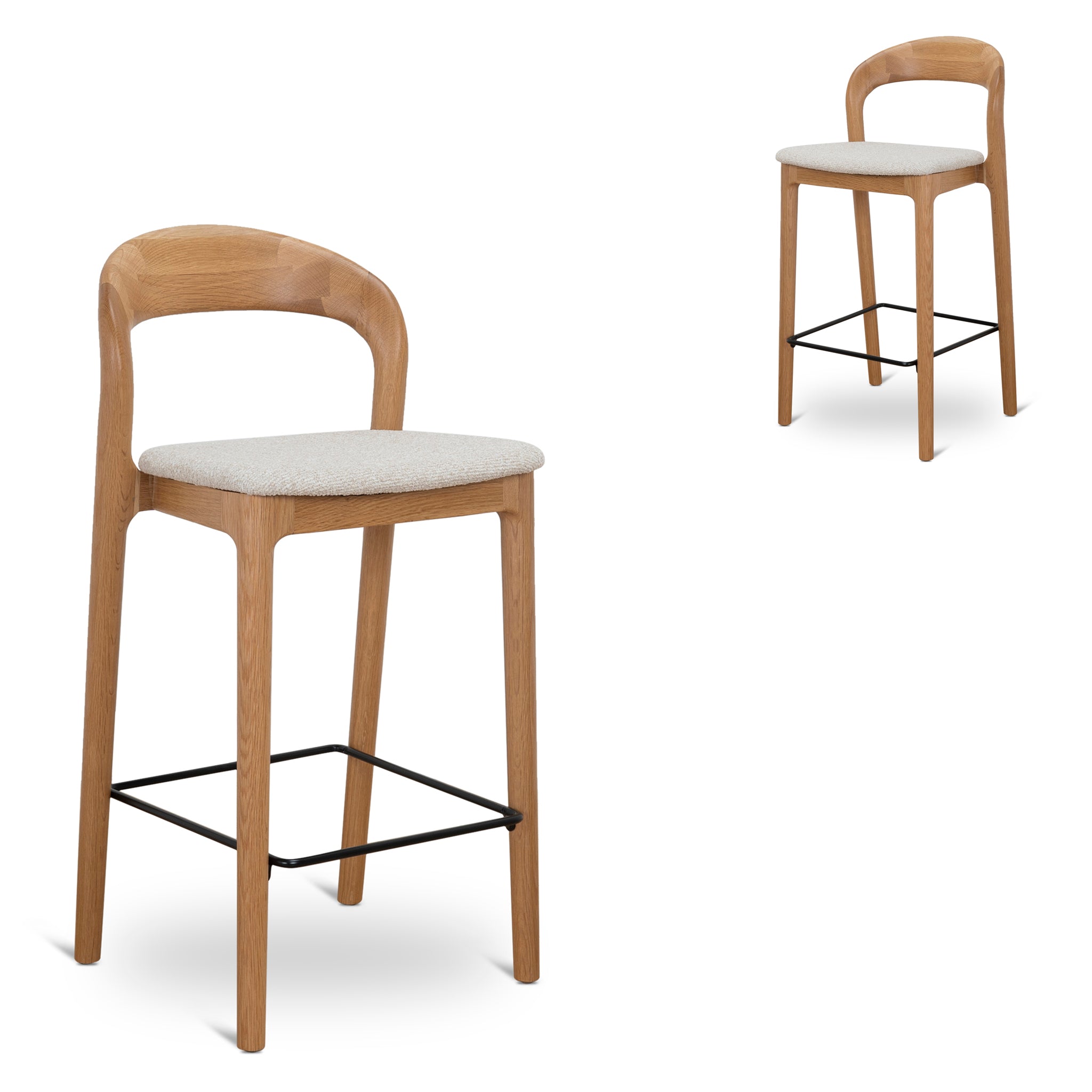 Caspar 65cm Natural Bar Stool - Beige (Set of 2)