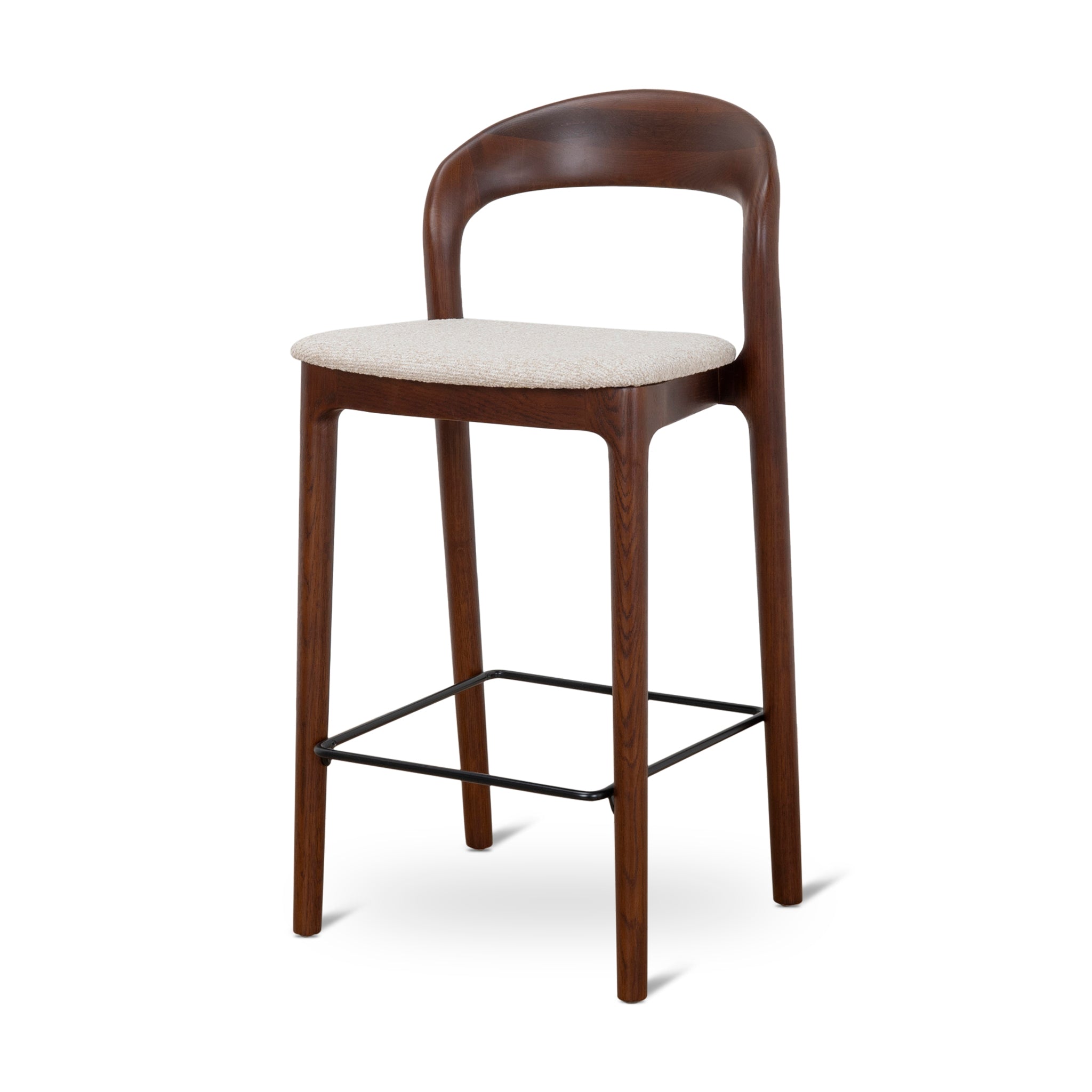 Caspar 65cm Dark Brown Bar Stool - Beige (Set of 2)