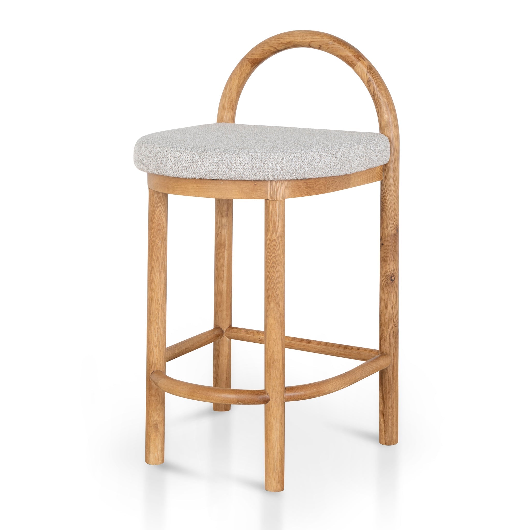 Adir 65cm Natural Bar Stool - Clay Grey