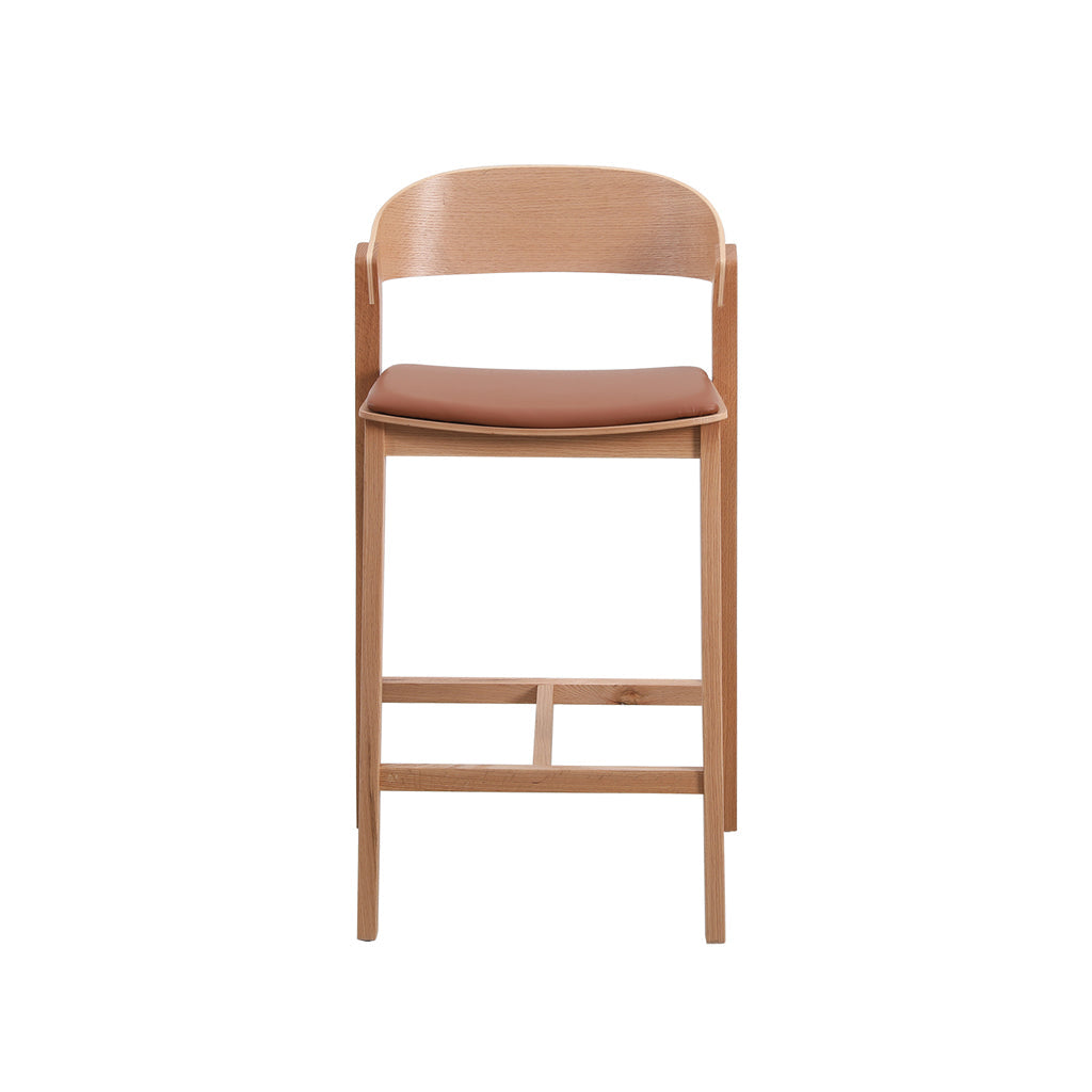 Davis Natural Bar Stool - Brown Seat