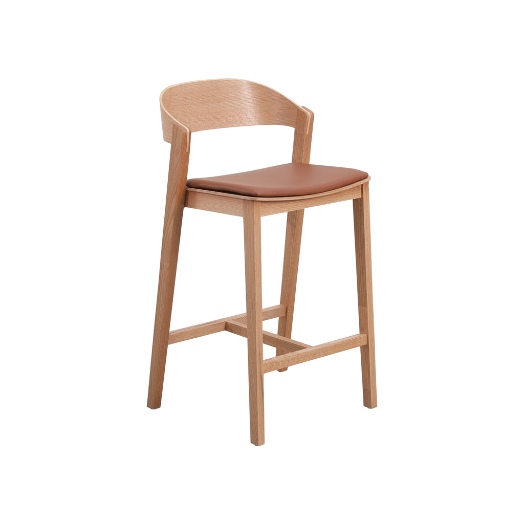 Davis Natural Bar Stool - Brown Seat