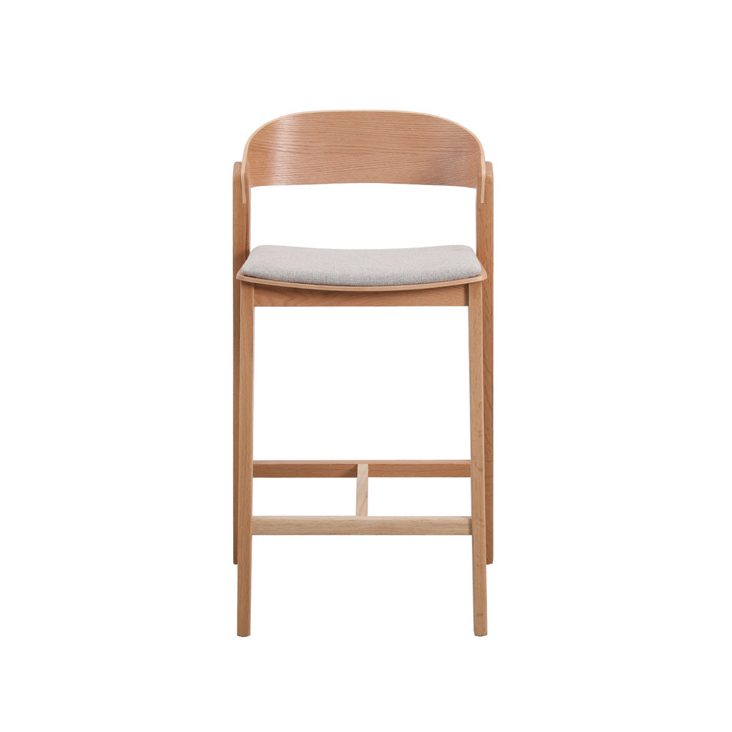 Davis Natural Bar Stool - Grey Seat