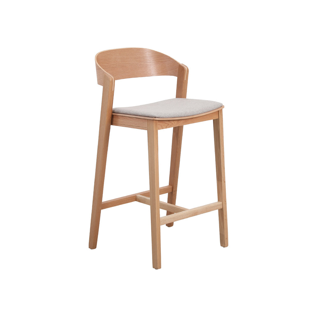 Davis Natural Bar Stool - Grey Seat