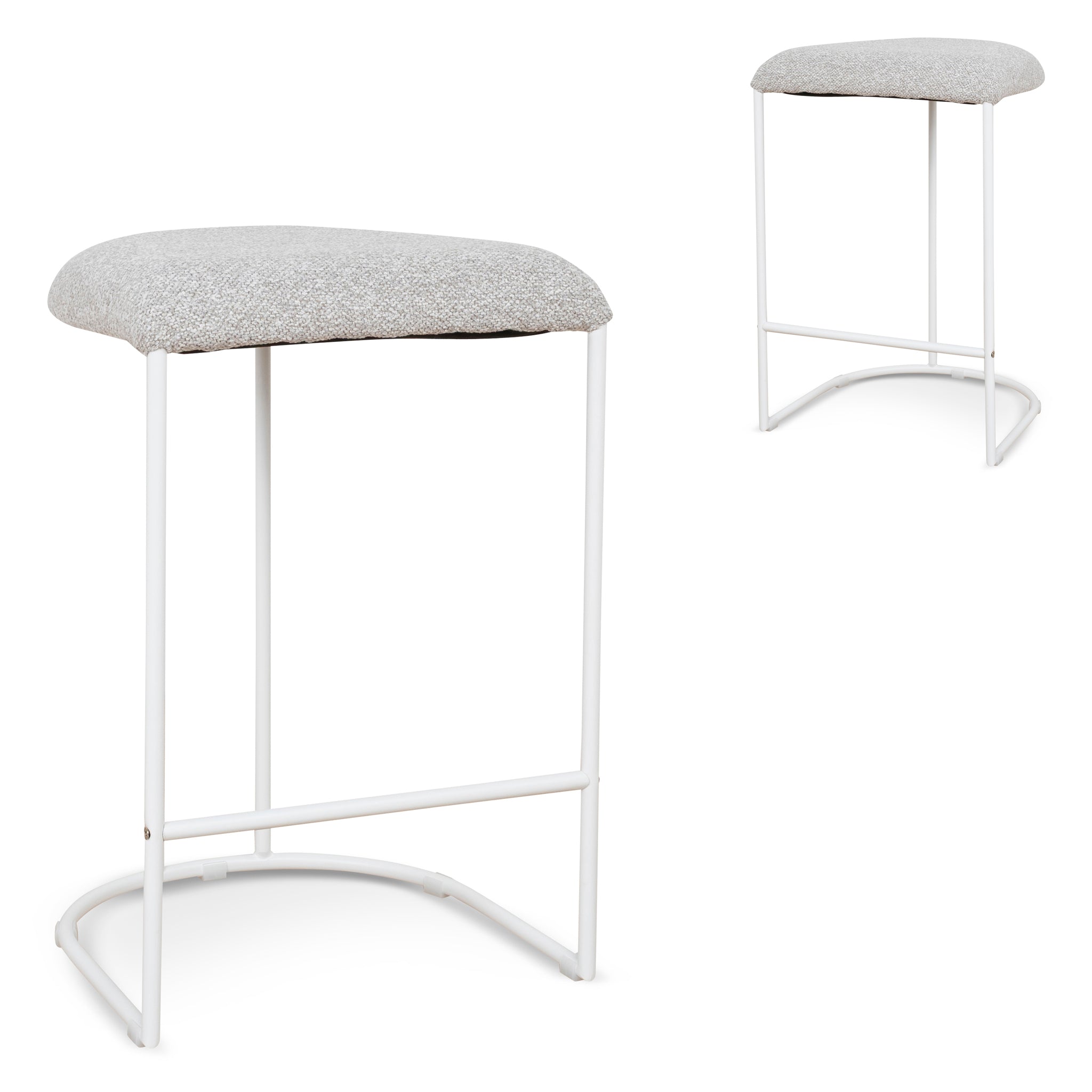 Galvan 65cm White Barstool - Clay Grey (Set of 2)