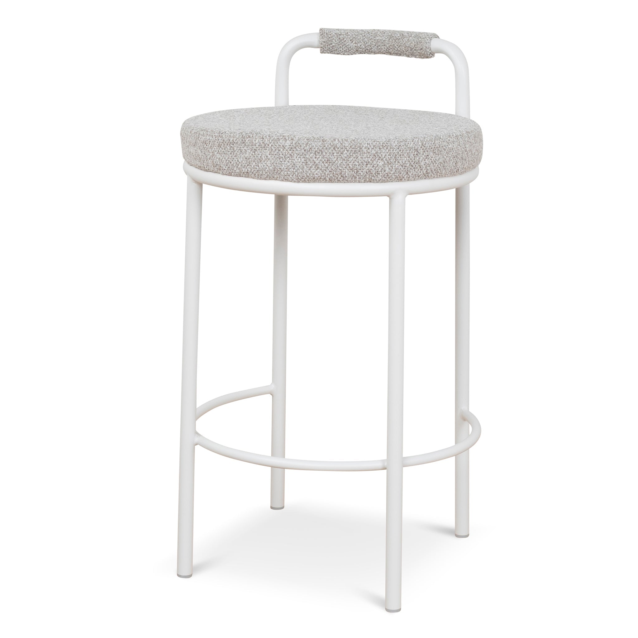 Karimi 65cm White Barstool - Clay Grey (Set of 2)