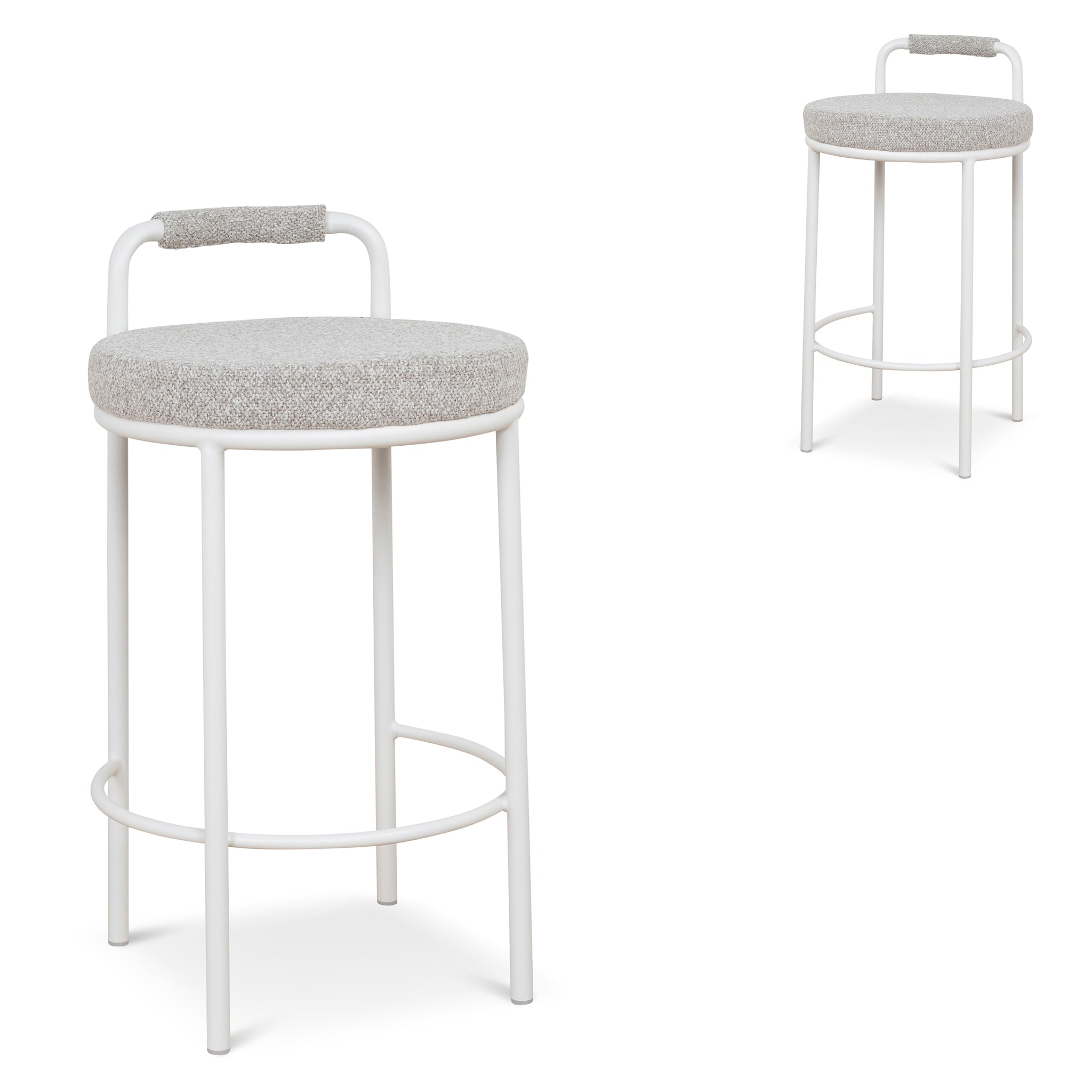 Karimi 65cm White Barstool - Clay Grey (Set of 2)