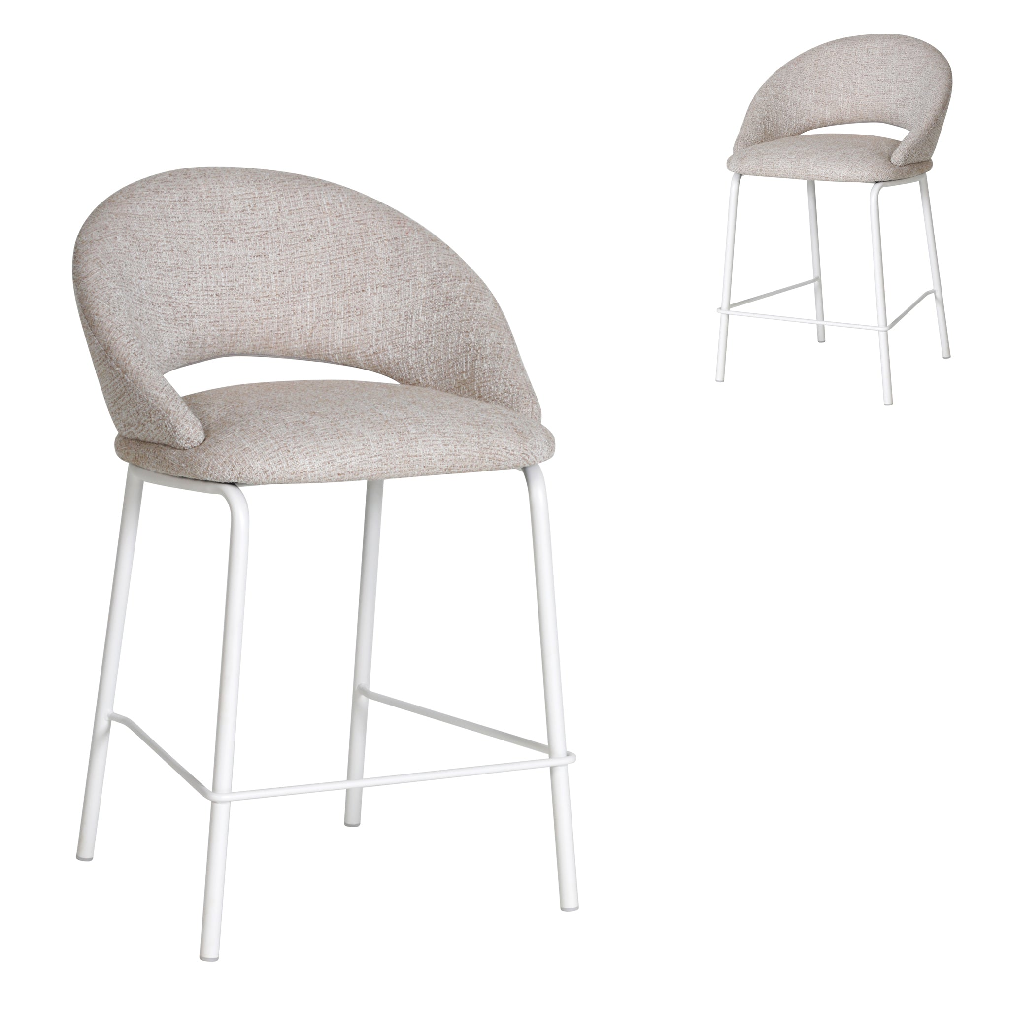 Harrington White Bar Stool - Pale Beige (Set of 2)