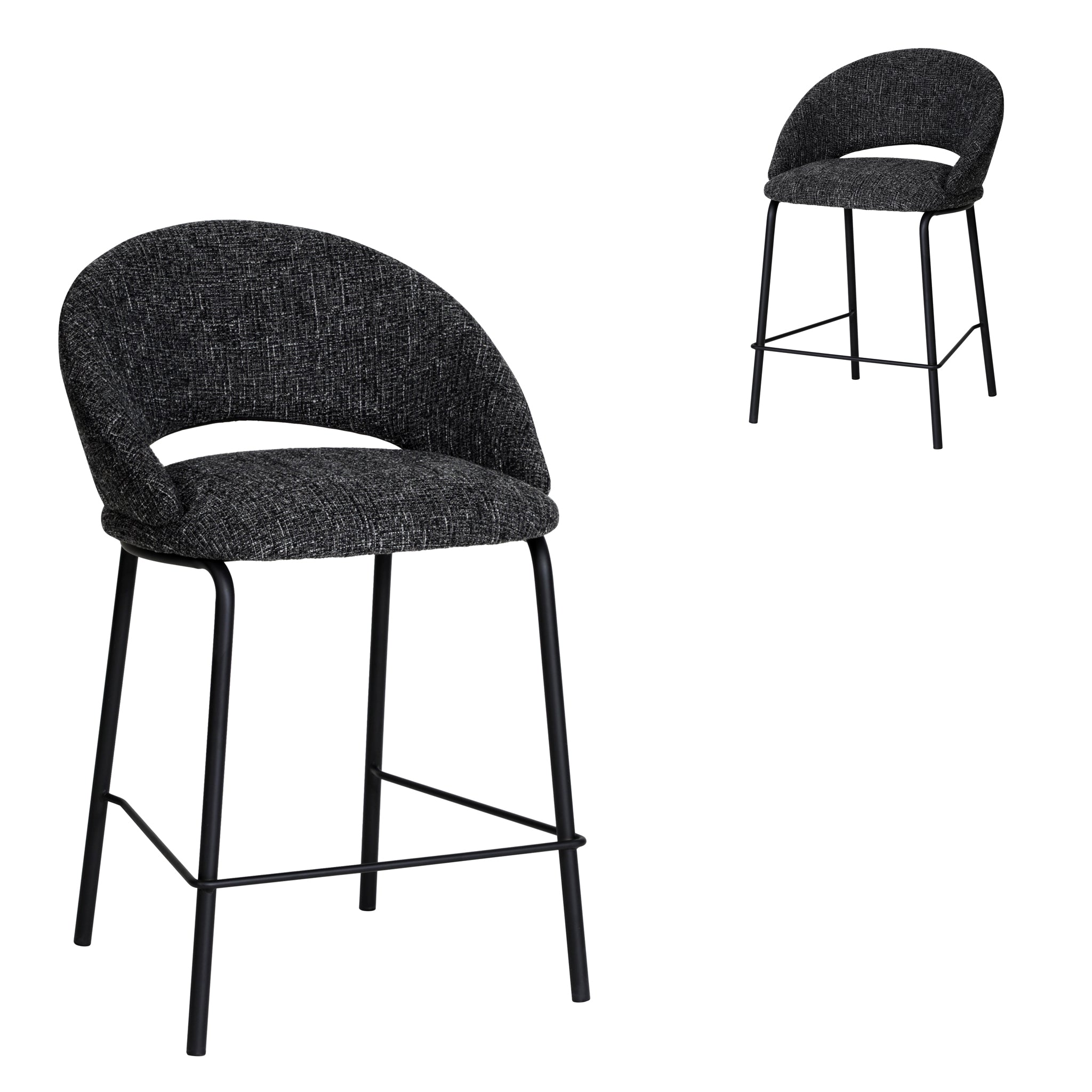 Harrington Black Bar Stool - Field Charcoal (Set of 2)